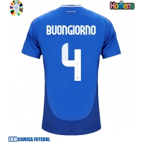 Camisa de Futebol Itália Alessandro Buongiorno #4 Equipamento Principal Europeu 2024 Manga Curta